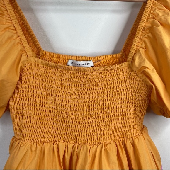 English Factory Dress M Clementine Punch Mini Puff Sleeve Smocked Tiered Preppy - Picture 5 of 13
